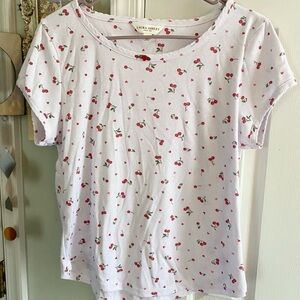 Laura Ashley Y2K Cherry Coquette Cotton T-shirt Sz XL